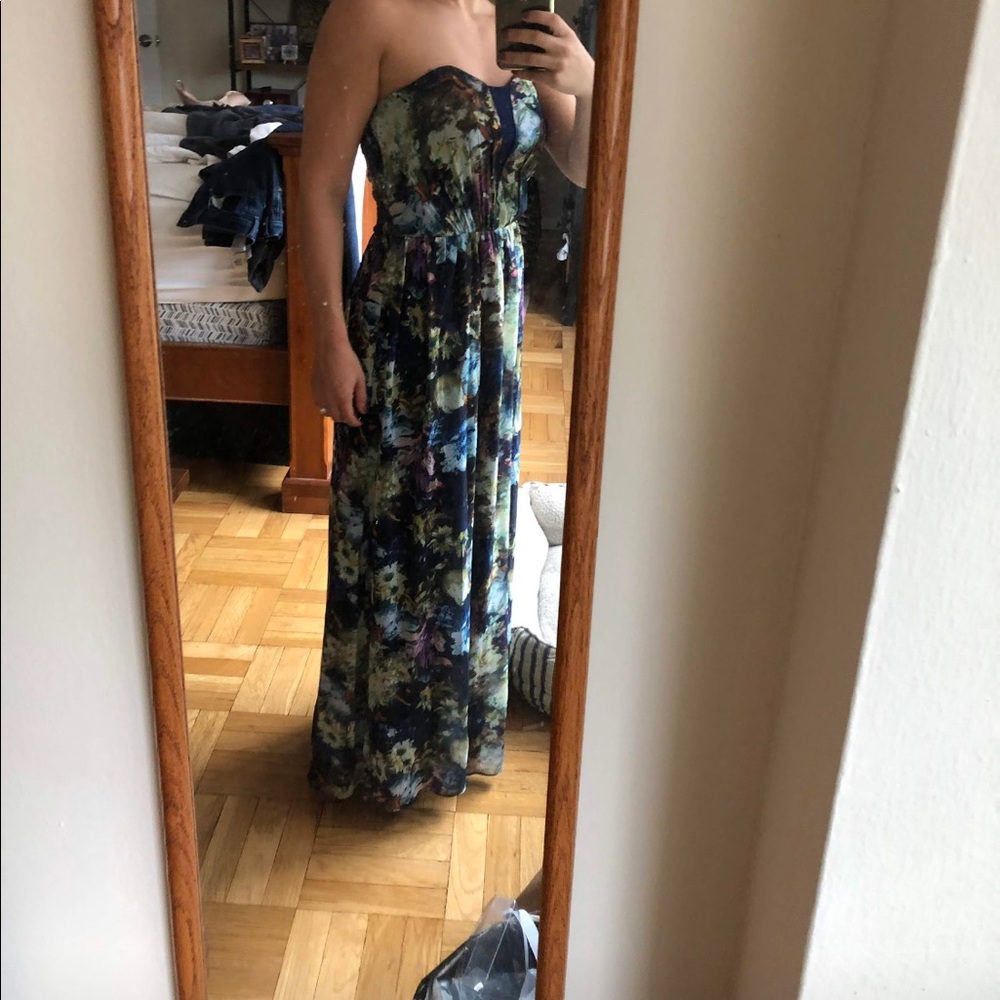 Little mistress  ASOS Floral Strapless Dress